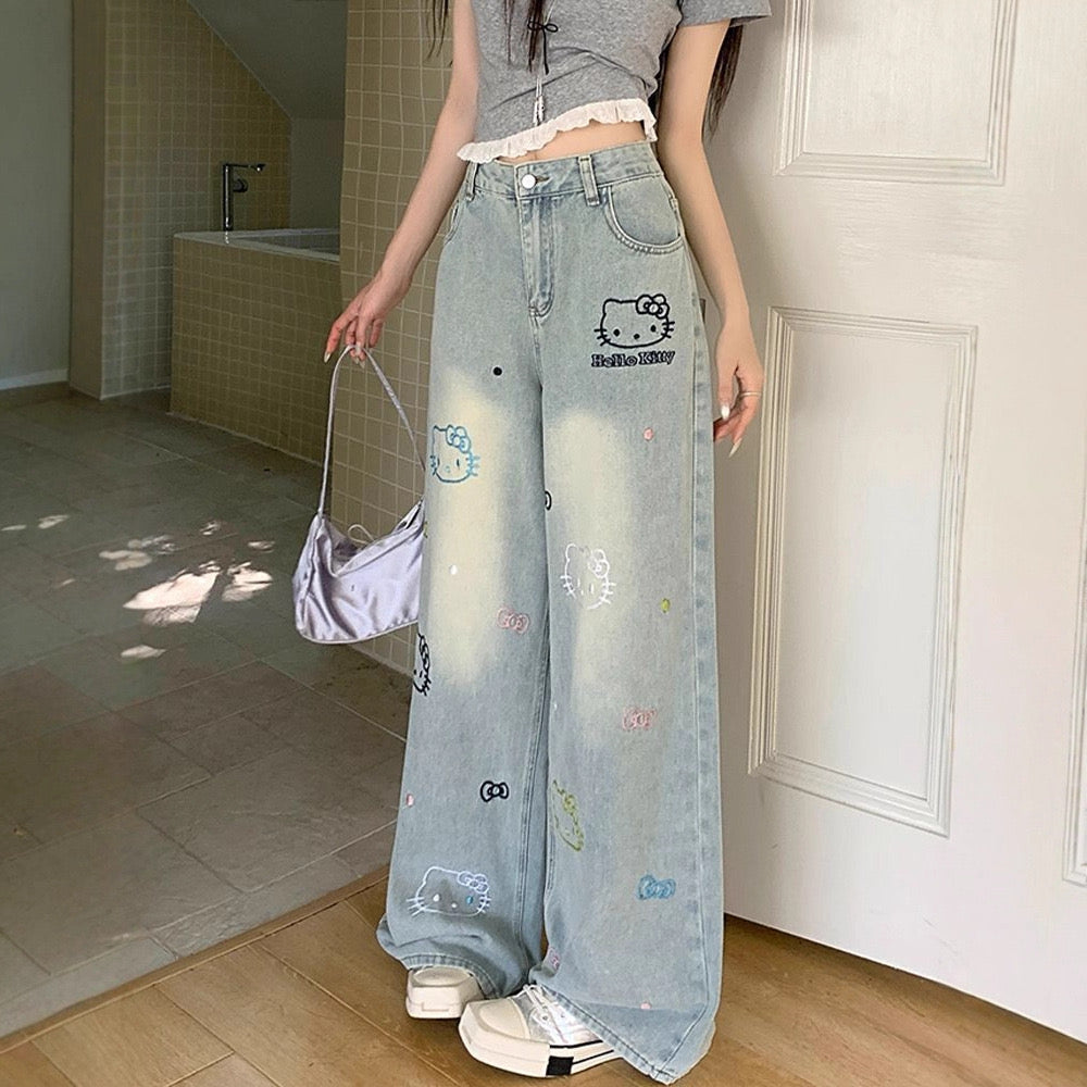 Hello Kitty Wide Leg Jeans (Pre-Order Only)