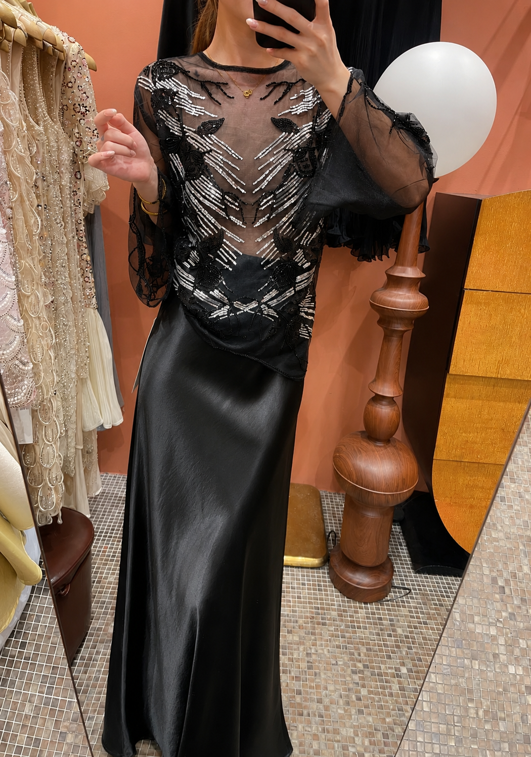 Black beaded exclusive top