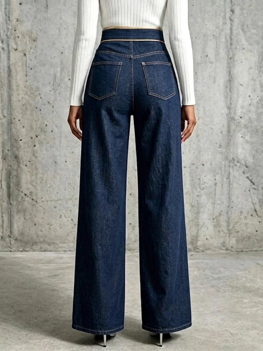 26 Years of European and American Cross-Border Fashion for Women: New Stylish Casual Irregular Loose Straight-Leg Denim Pants