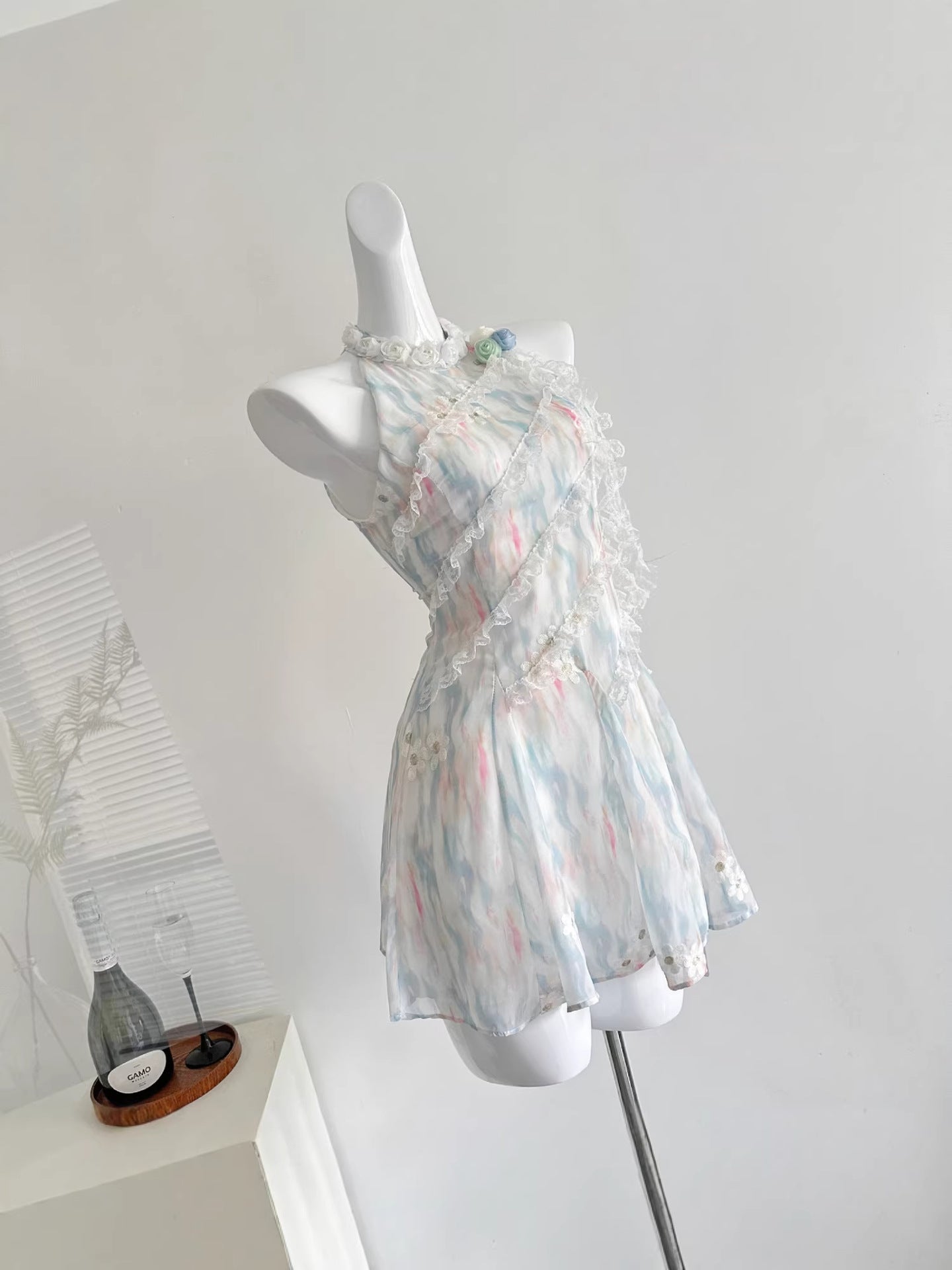 "Xinxing" Reese Witherspoon's Jasmine Green Summer Sweet Slimming Waist-Cinching Design Short Dress