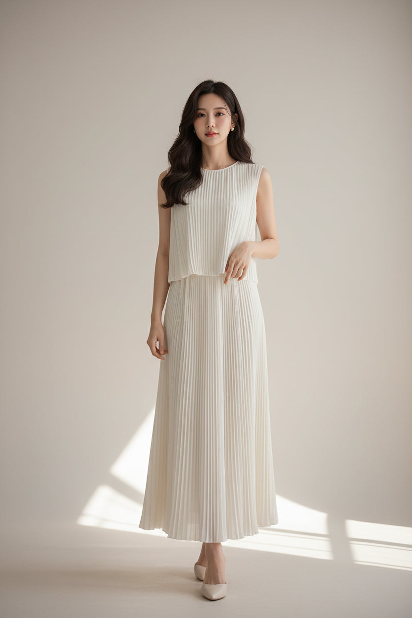 2025 Summer New French Style Lightly Mature Niche Design Casual Slimming Age-reducing White Sleeveless Top Dress
