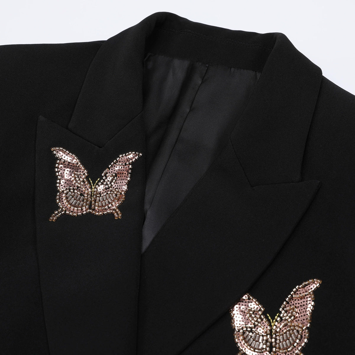 25309 In-Stock Spring and Autumn New European and American Internet Celebrity Style Beaded Blazer Jacket + Blazer Skirt Two-Piece Set