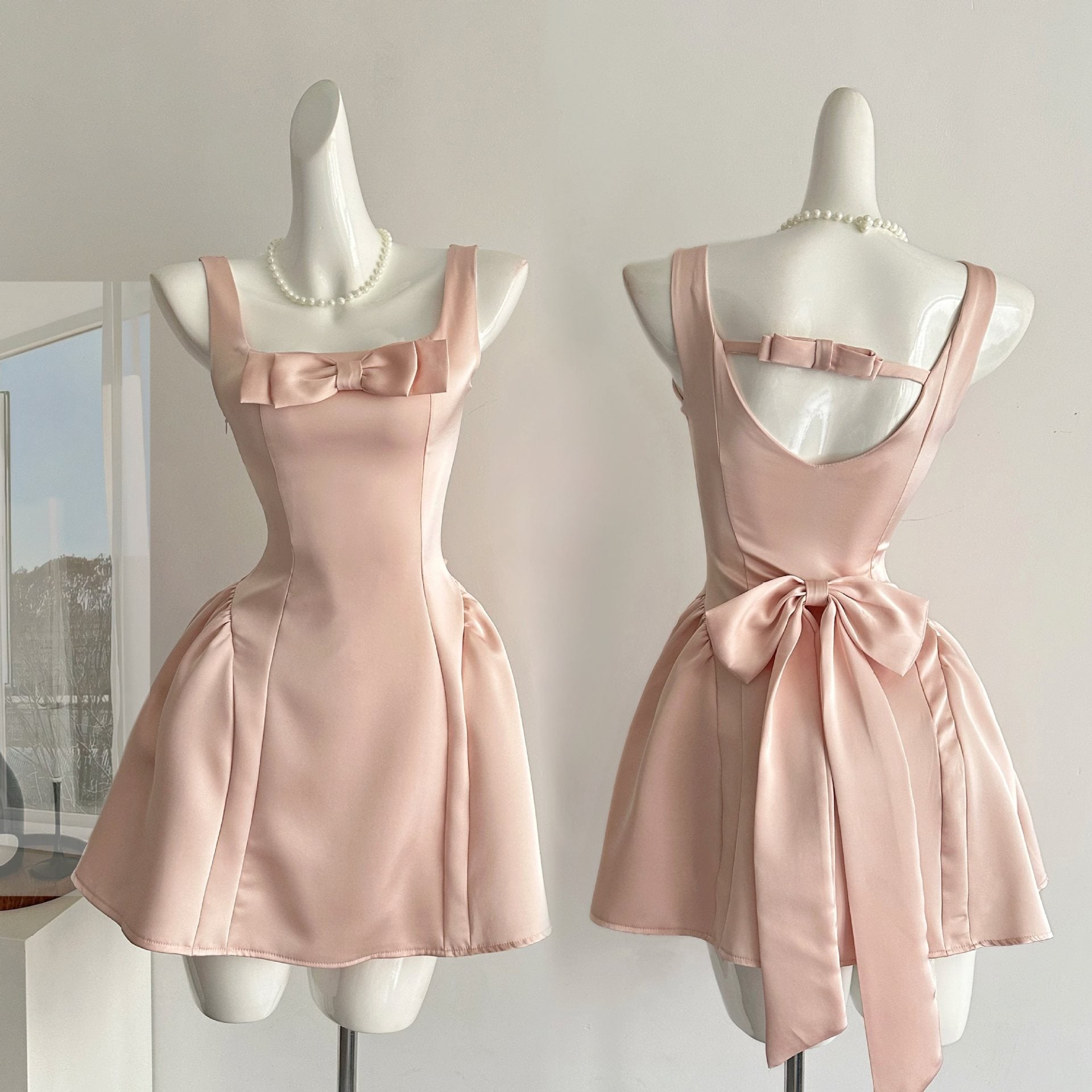 Temple Mai 2025 Summer New Elegant Big Miss Sweet Pure Desire Wind Slimming Bow Sling Princess dress