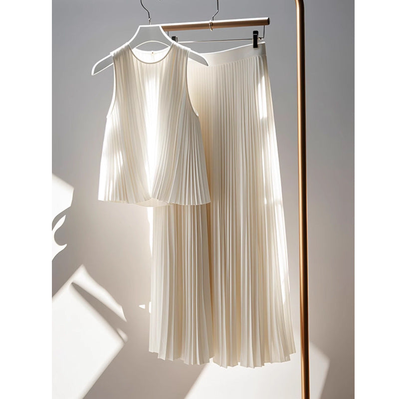 2025 Summer New French Style Lightly Mature Niche Design Casual Slimming Age-reducing White Sleeveless Top Dress