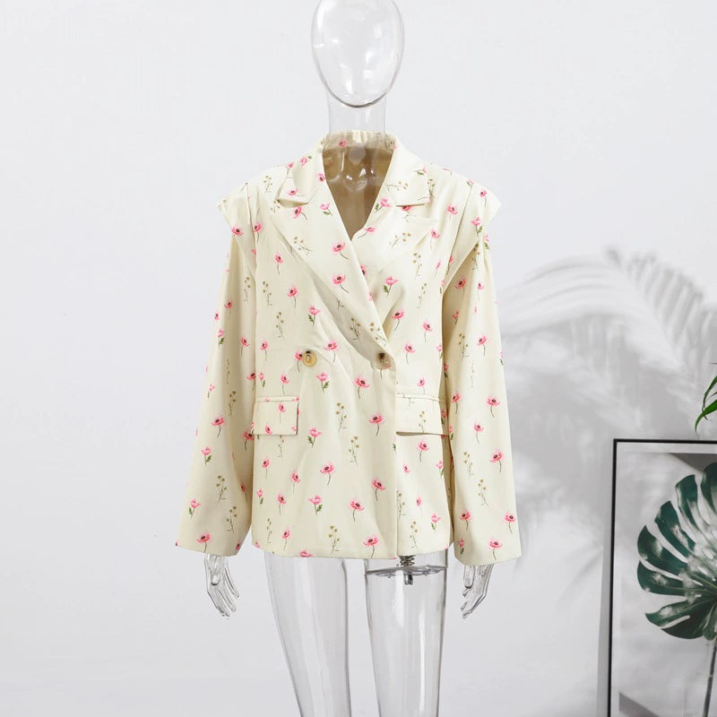 Cross-Border European and American Women's Clothing 2026 Summer New Style Elegant Commuter Casual V-Neck Tie Shoulder Pad Long-Sleeve Blazer for Women