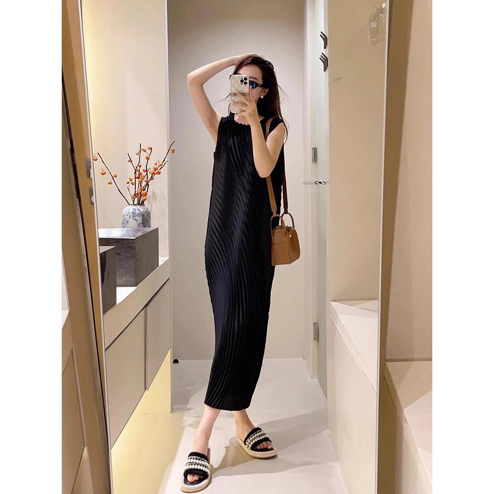 Miyake 2025 Spring New Dress Women's French Style High-End Slimming Look Pleated Mid-Length Skirt