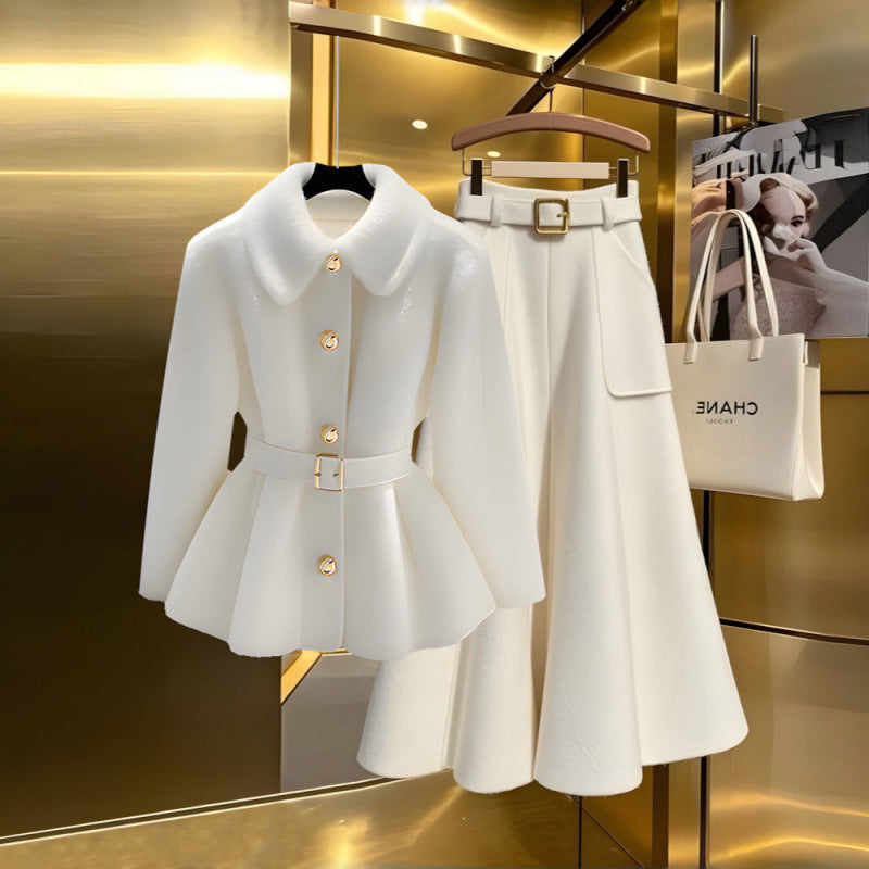 Autumn and Winter Chanel-Style High-End Elegant Outfit, Goddess-Like Slim-Fit Versatile Jacket, Exquisite and Fashionable Half-Skirt