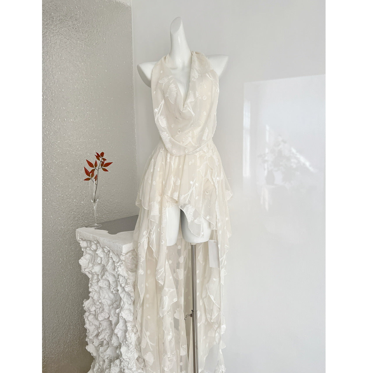 Temple Sunset Vine 2026 New Style Elegant High-Waisted Slimming Patchwork Fishtail Long Halter Neck Dress for Summer