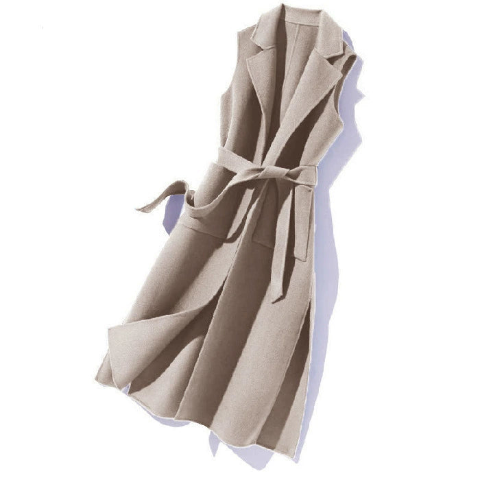 Spring and Autumn Western Style Woolen Vest Mid-length Shoulder Vest Korean Style Loose Coat for Women