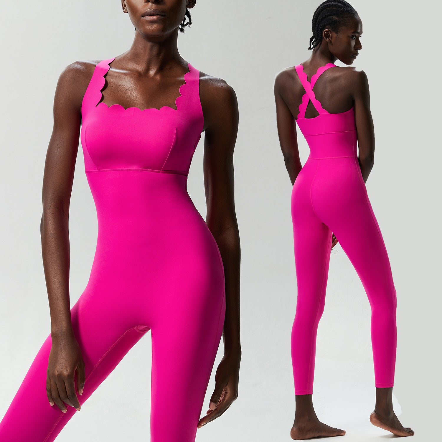Cross-border Small Wave Yoga Fitness Jompsuit Women's plus size Tight Dancing Running Vests Jompsuit