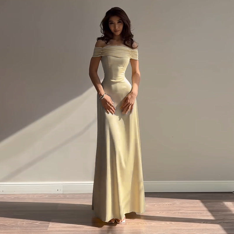 Jy25400Pfo Amazon's Best-Selling Hip-Hugging Skirt, Long Skirt, Sexy One-Shoulder Party Evening Dress, Elegant Dress