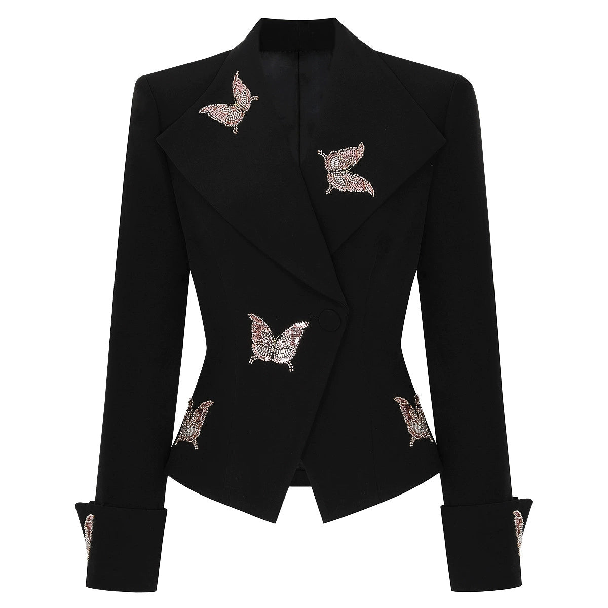 25309 In-Stock Spring and Autumn New European and American Internet Celebrity Style Beaded Blazer Jacket + Blazer Skirt Two-Piece Set