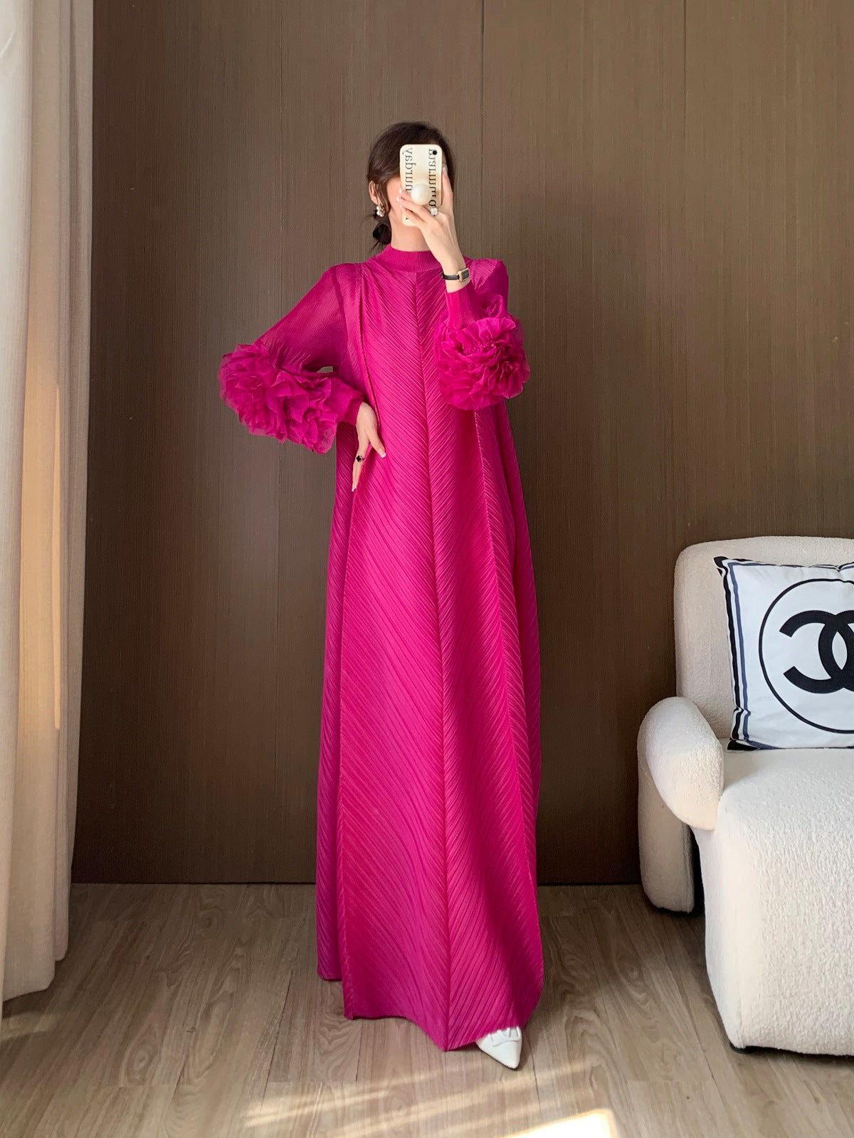 Fashionable Pleated Dress for Women, High-End, Loose, Slim, Extra Long, Large Size Long Skirt, Dress, Dress