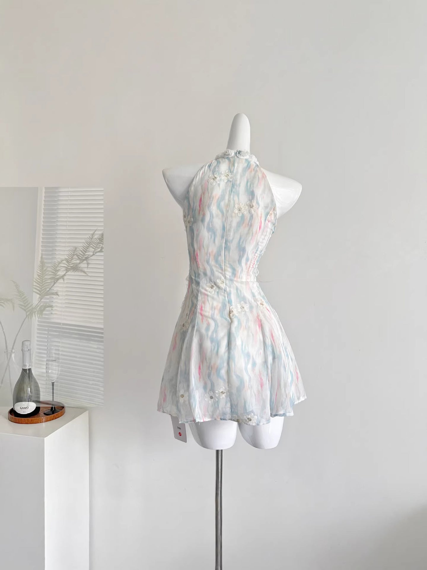 "Xinxing" Reese Witherspoon's Jasmine Green Summer Sweet Slimming Waist-Cinching Design Short Dress
