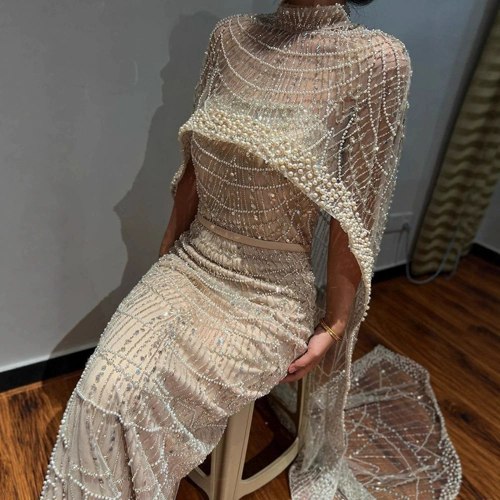 Cross-Border Supply of Heavy-Duty Beaded Trailing Evening Dresses 2026 New Models Foreign Trade Supply Runway Evening Dresses Factory