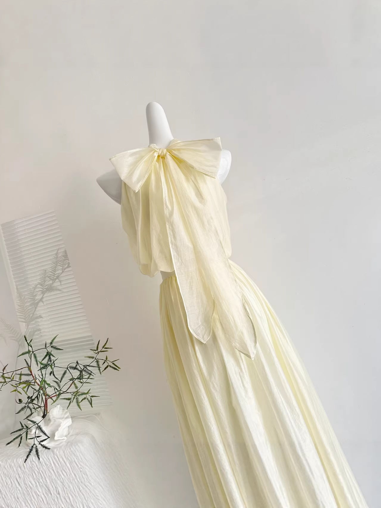 "Xinxing" Design-Inspired Pleated Sleeveless Top with High-Waisted Mesh A-Line Versatile Long Skirt White Set