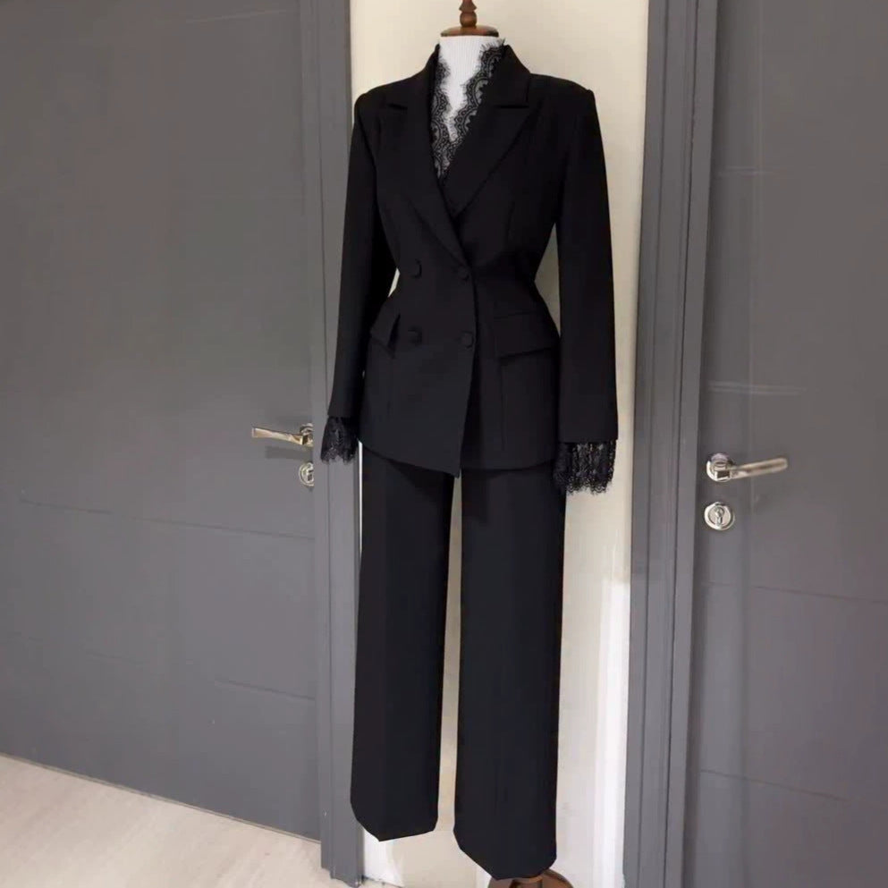 2026 Autumn New European and American Women's Fashion: Stylish Office Long-Sleeve Blazer and Mature Straight-Leg Pants Two-Piece Set