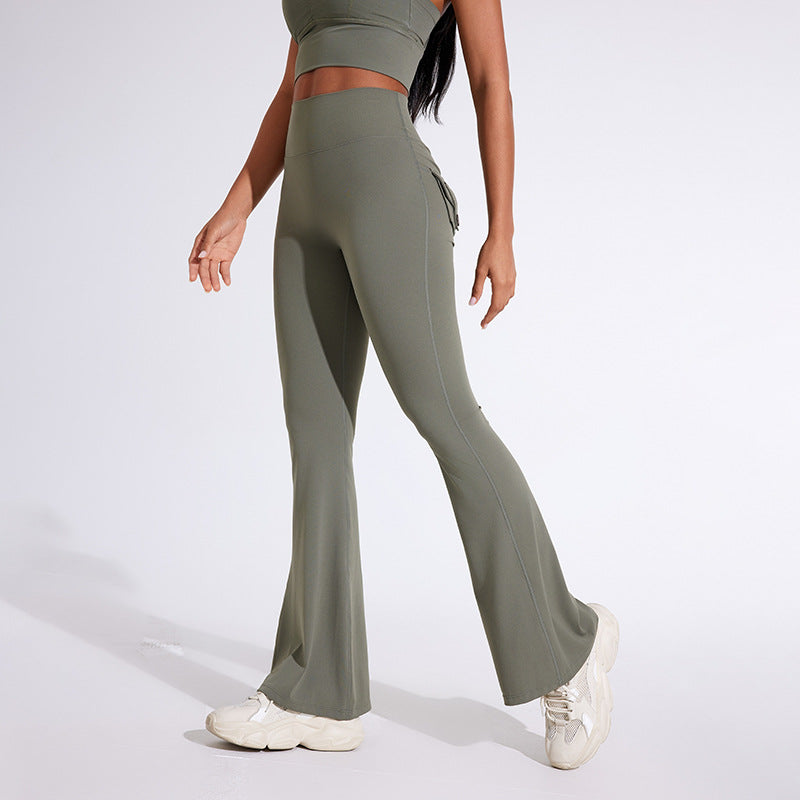 Workwear Pocket Yoga Pants Women's Peach Yoga Bell Pants Hip-lifting Sports Tight Pants Fitness Pants Micro Yoga Clothes