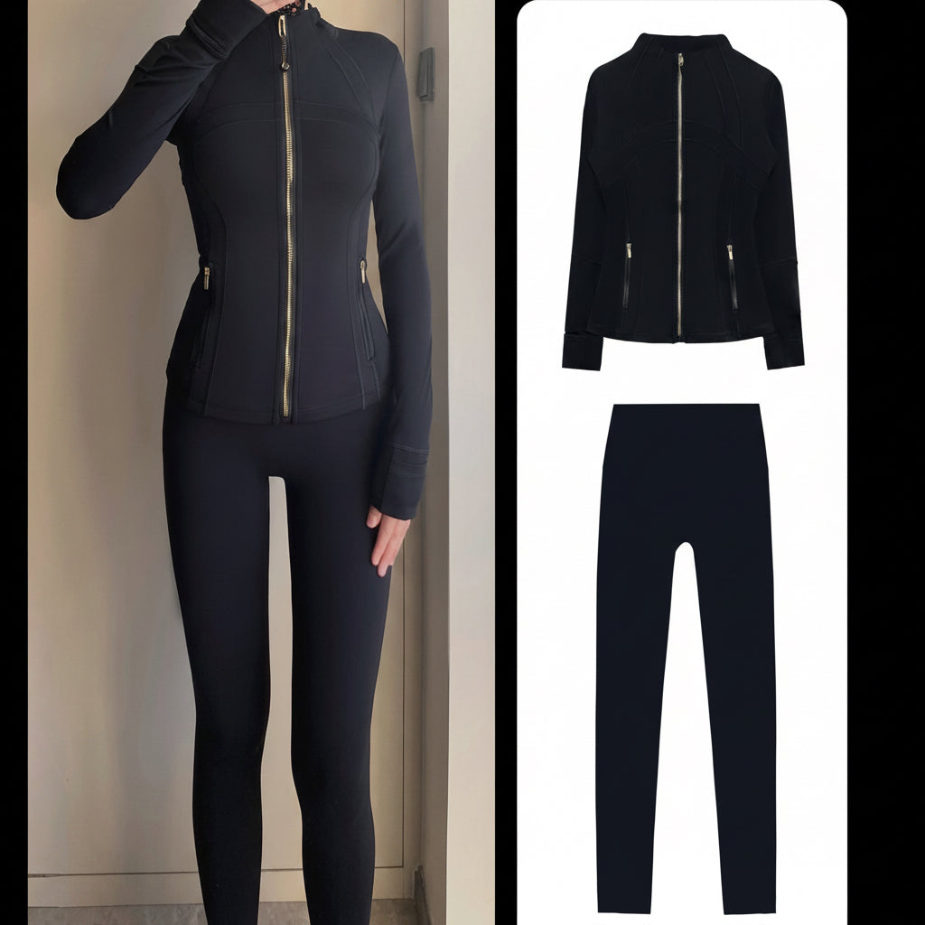 Lu Cross-Border Yoga Clothing Suit Women's Tights Long-Sleeved Fitness Clothing Running Sports Outdoor Jacket Body Shaping Top