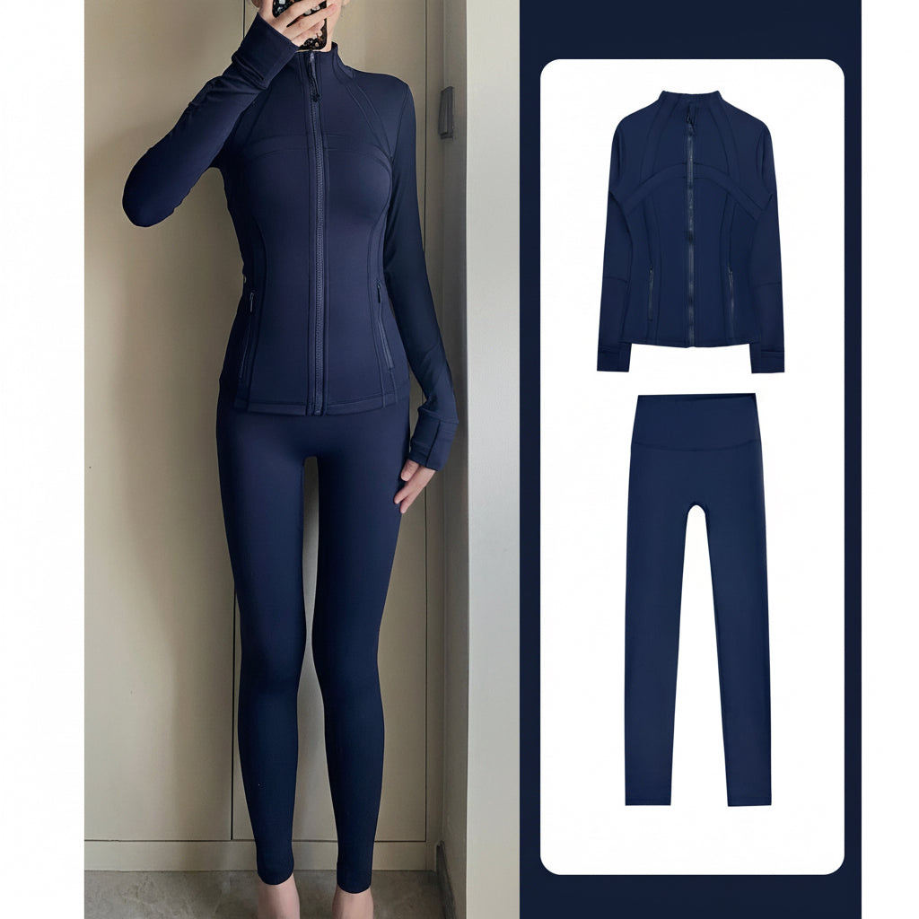 Lu Cross-Border Yoga Clothing Suit Women's Tights Long-Sleeved Fitness Clothing Running Sports Outdoor Jacket Body Shaping Top