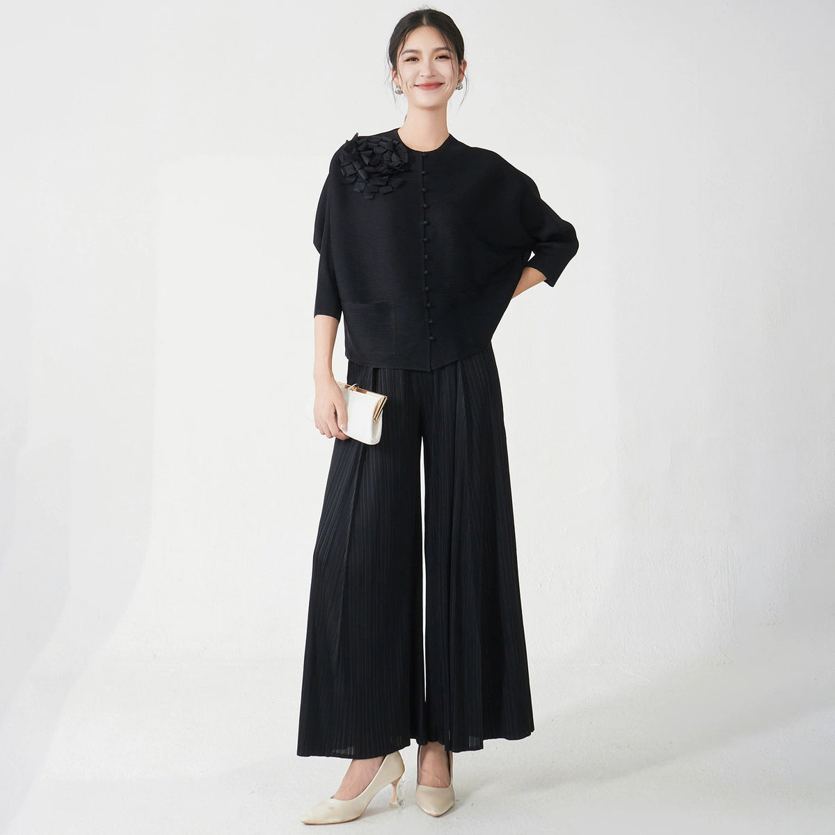PAPARAZZI CLOSET Elegant Tweed Jacket and Wide-Leg Pants Two-Piece Set