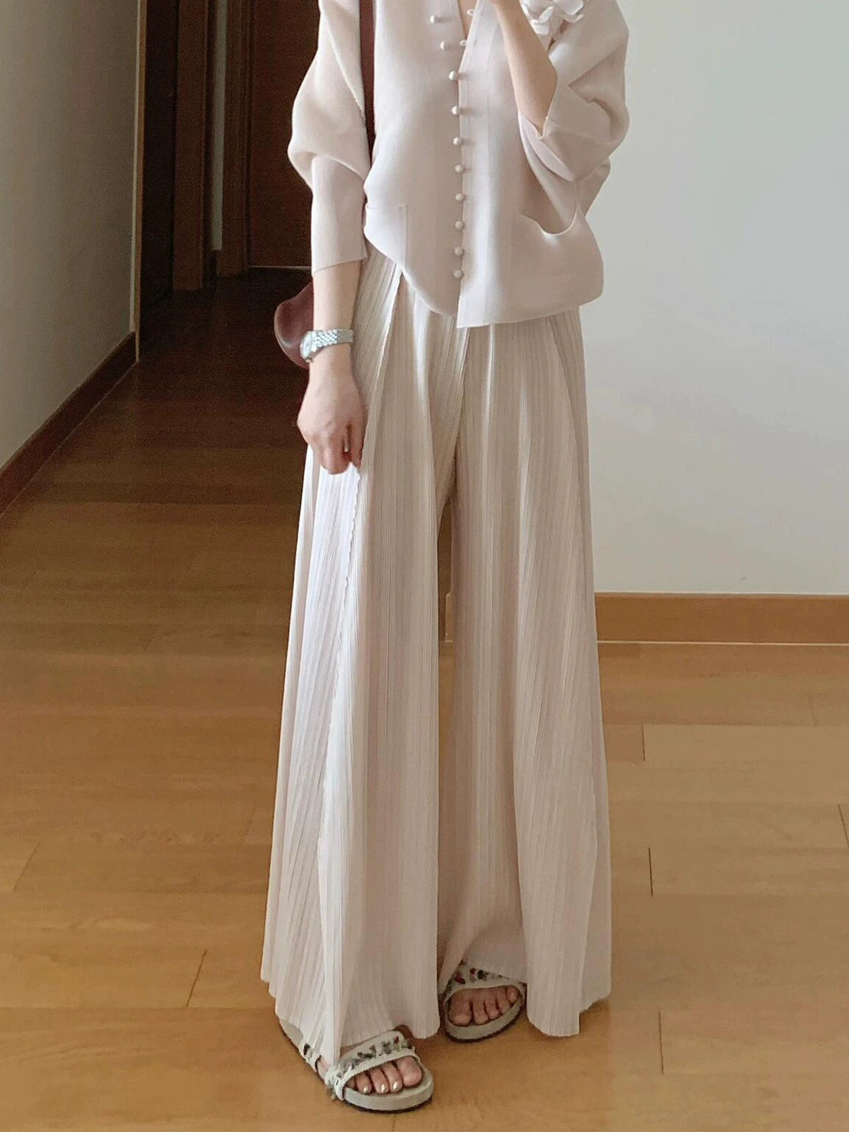 PAPARAZZI CLOSET Elegant Tweed Jacket and Wide-Leg Pants Two-Piece Set