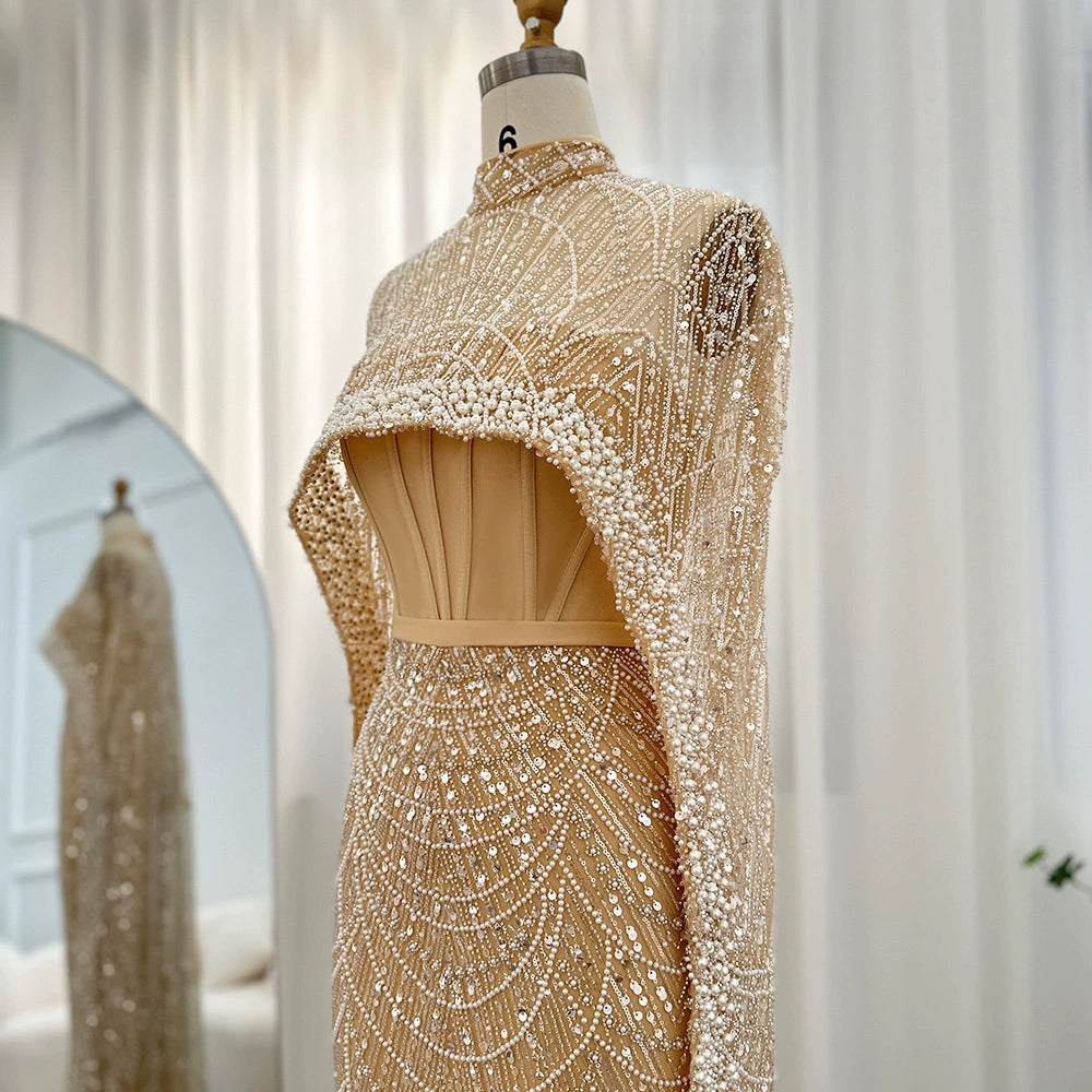 2026 Popular Foreign Trade Item: Pearl Embellished Slim-Fit Long Dress, Mermaid Evening Gown, Elegant Evening Dress for Women