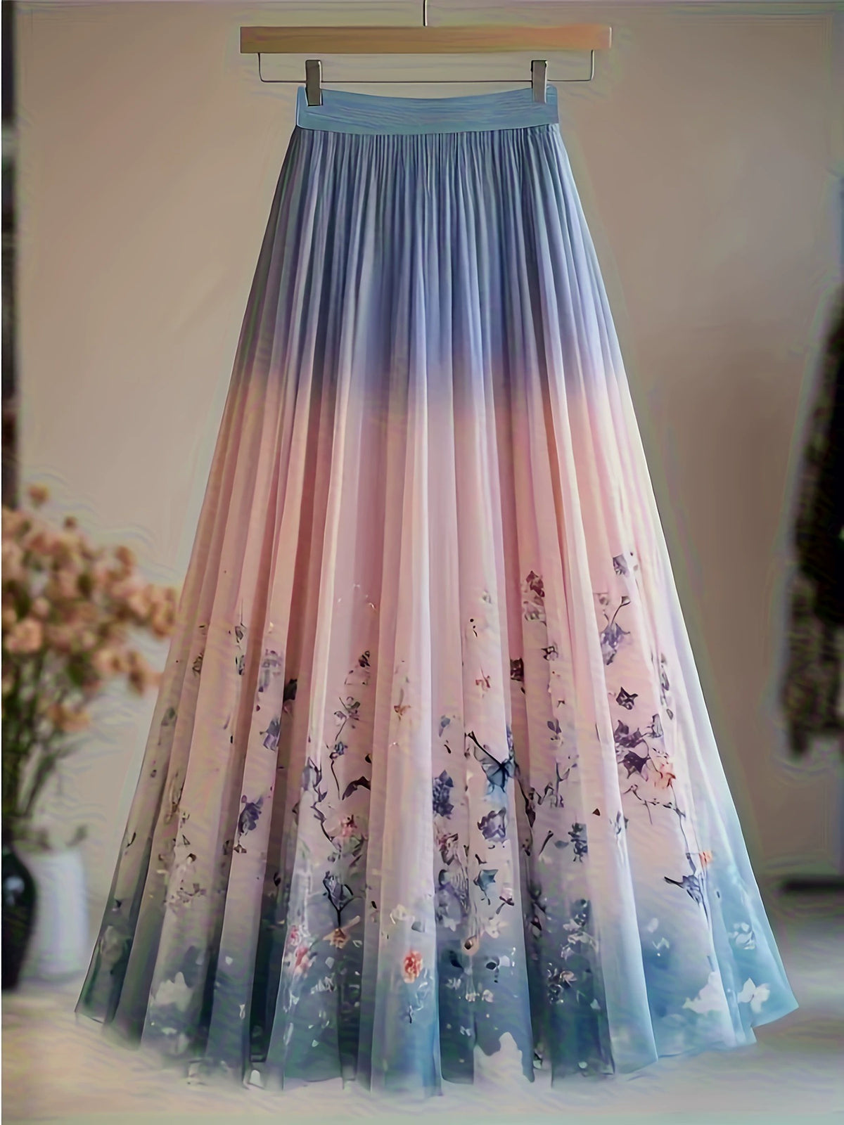 Unique High-End Skirt That Covers the Body, Is Gentle and Sweet, with a Floral Print, Women's 2026 Autumn New High-Waisted, Age-Reducing, Long Skirt