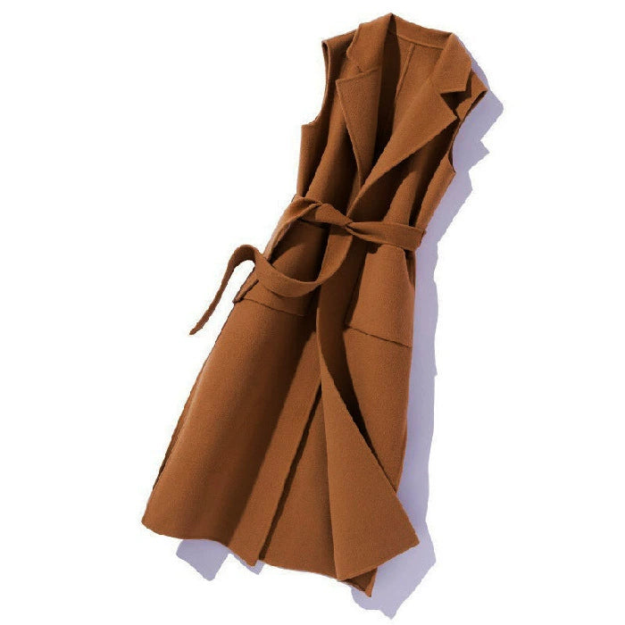 Spring and Autumn Western Style Woolen Vest Mid-length Shoulder Vest Korean Style Loose Coat for Women