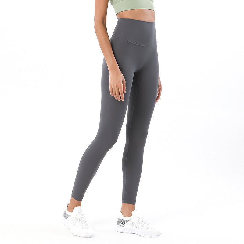 Sports Fitness Butt-Lifting Pants for Women, No Awkward Lines, Double-Sided Brushed, Naked-Feel Yoga Pants, European and American High-Waisted Peach Shape