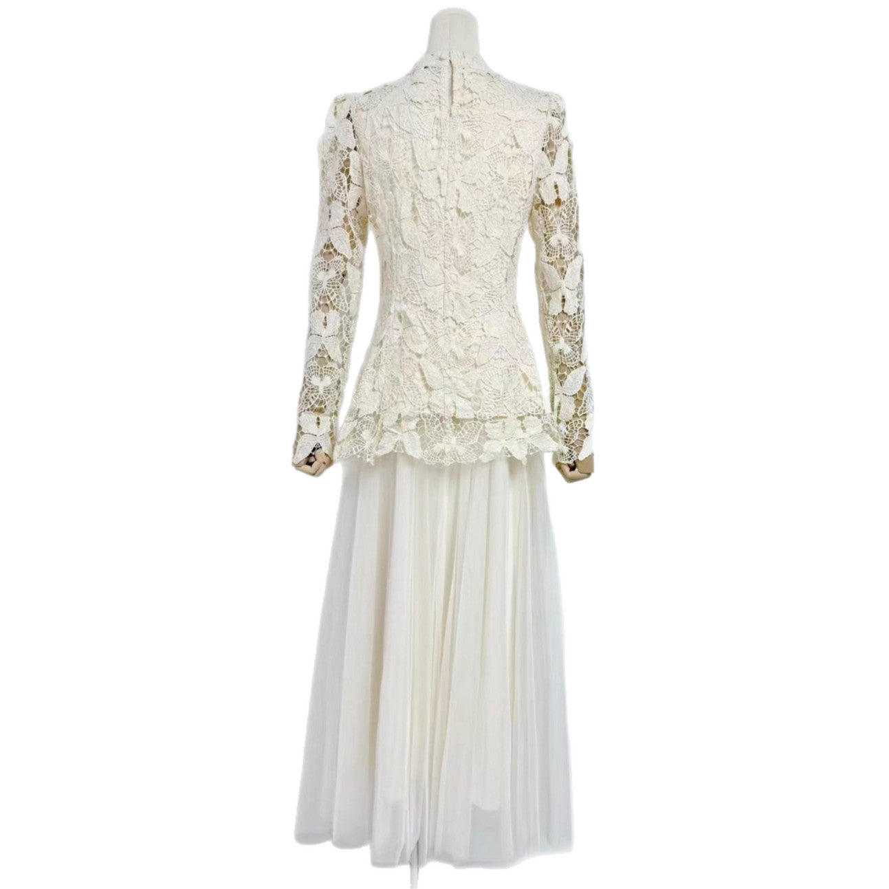 Disney-Inspired Enchanted Lace Ensemble: Elegant Bow-Embroidered Top & Mesh Skirt