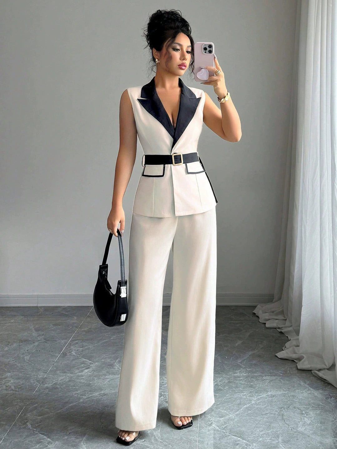 PAPARAZZI CLOSET Elegant Tube Top and Straight-Leg Pants Suit Set