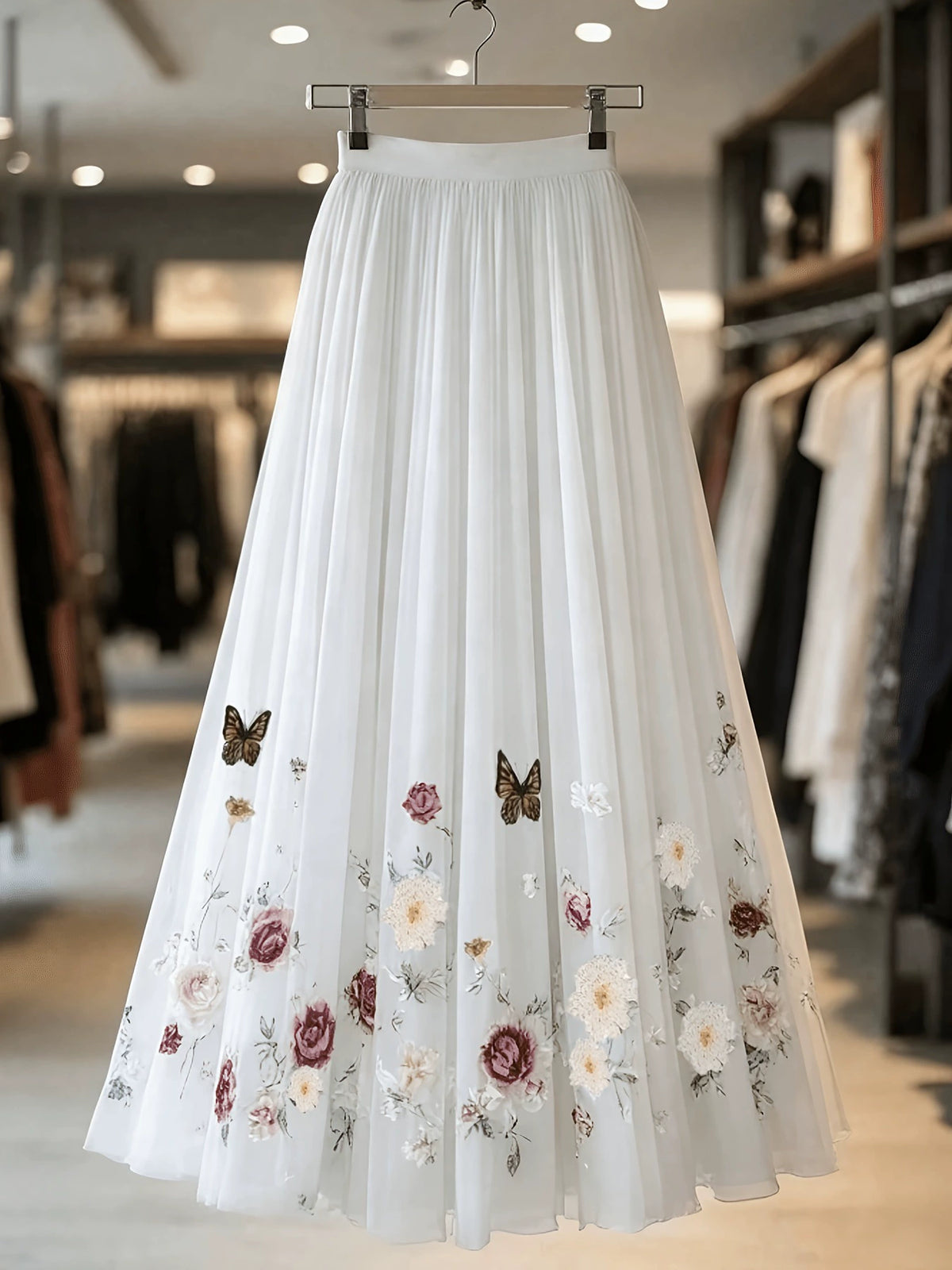 Unique High-End Skirt That Covers the Body, Is Gentle and Sweet, with a Floral Print, Women's 2026 Autumn New High-Waisted, Age-Reducing, Long Skirt