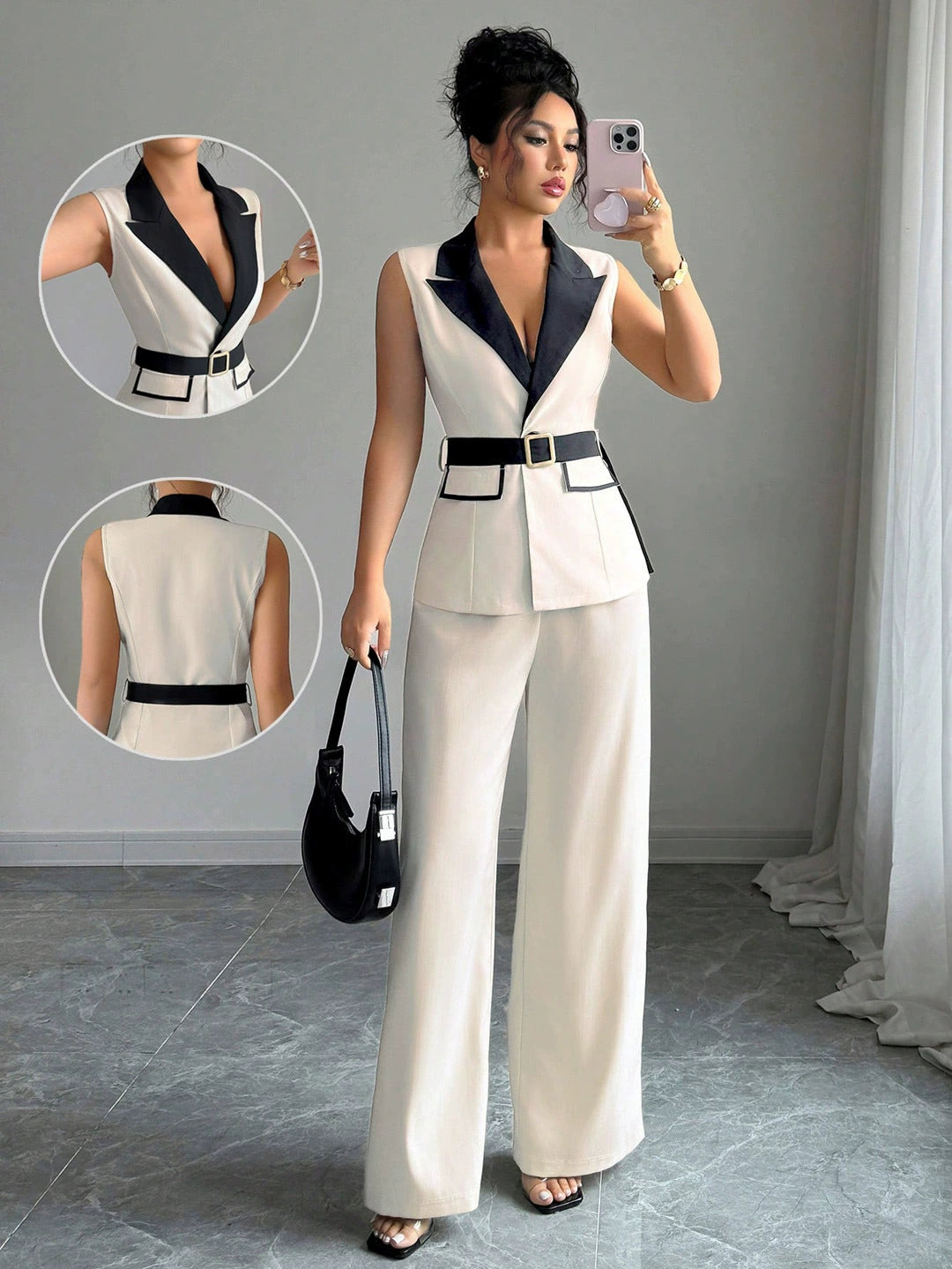 PAPARAZZI CLOSET Elegant Tube Top and Straight-Leg Pants Suit Set