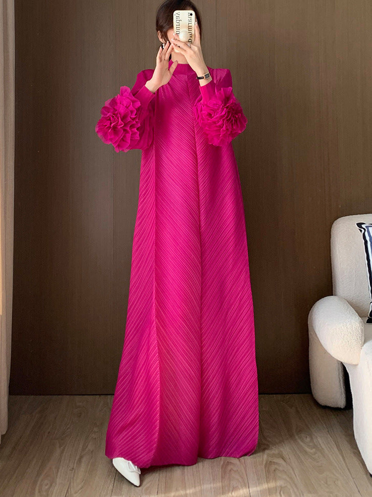 Fashionable Pleated Dress for Women, High-End, Loose, Slim, Extra Long, Large Size Long Skirt, Dress, Dress