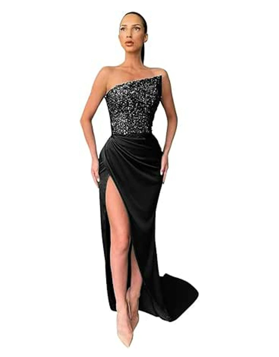 2026 New Cross-Border Foreign Trade Style Green Sequin Fairy Long Sleeveless Fashionable Elegant Mid-Length Evening Dress