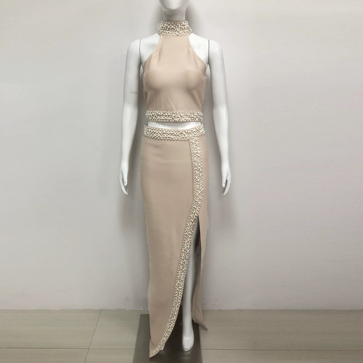 2025 Cross-Border High-End Small Fragrant Vest Top Women's Two-Piece Summer High-Waisted Skirt Fashionable Long Skirt