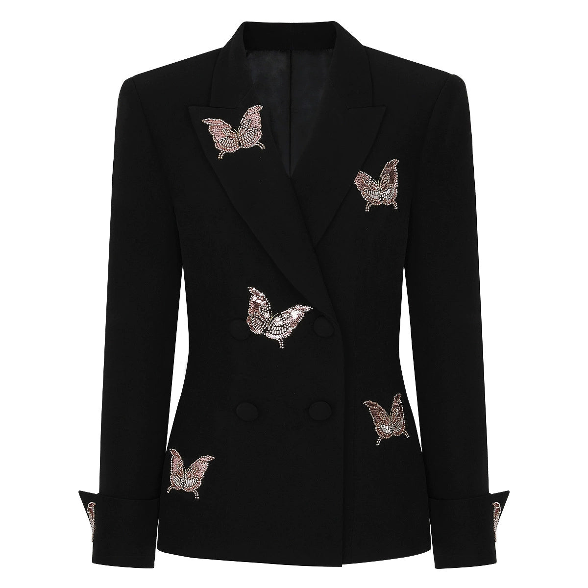 25309 In-Stock Spring and Autumn New European and American Internet Celebrity Style Beaded Blazer Jacket + Blazer Skirt Two-Piece Set