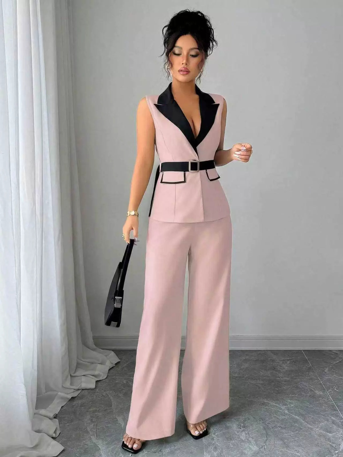 PAPARAZZI CLOSET Elegant Tube Top and Straight-Leg Pants Suit Set