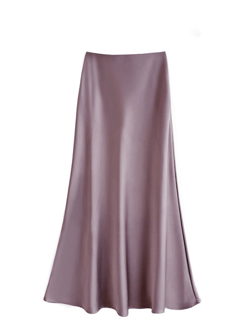 Enchanted Satin Draped A-Line Skirt: A French-Inspired High-Waisted Silhouette for Every Season