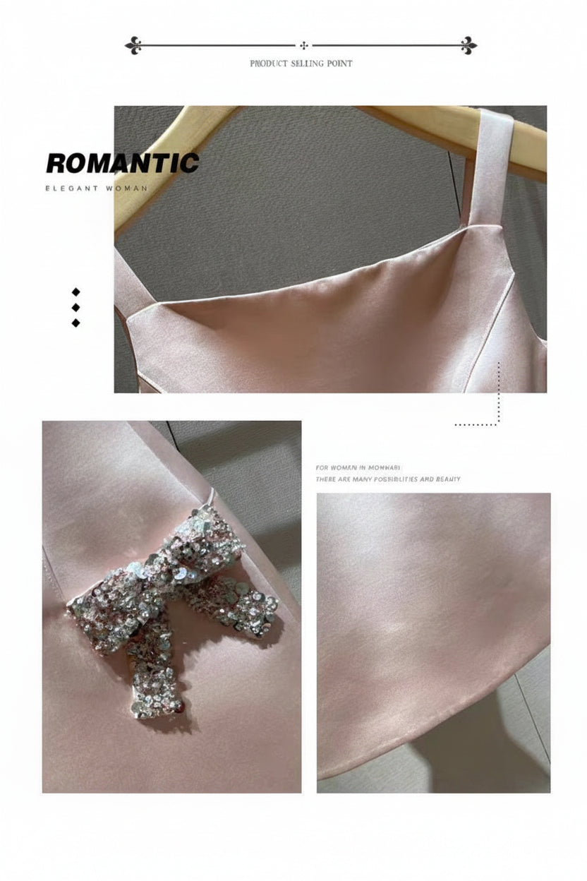 Super High-Quality Dress with Intricate Beading and Bow, French-Style Elegant Tank Top Dress, New Spring 2026 Collection
