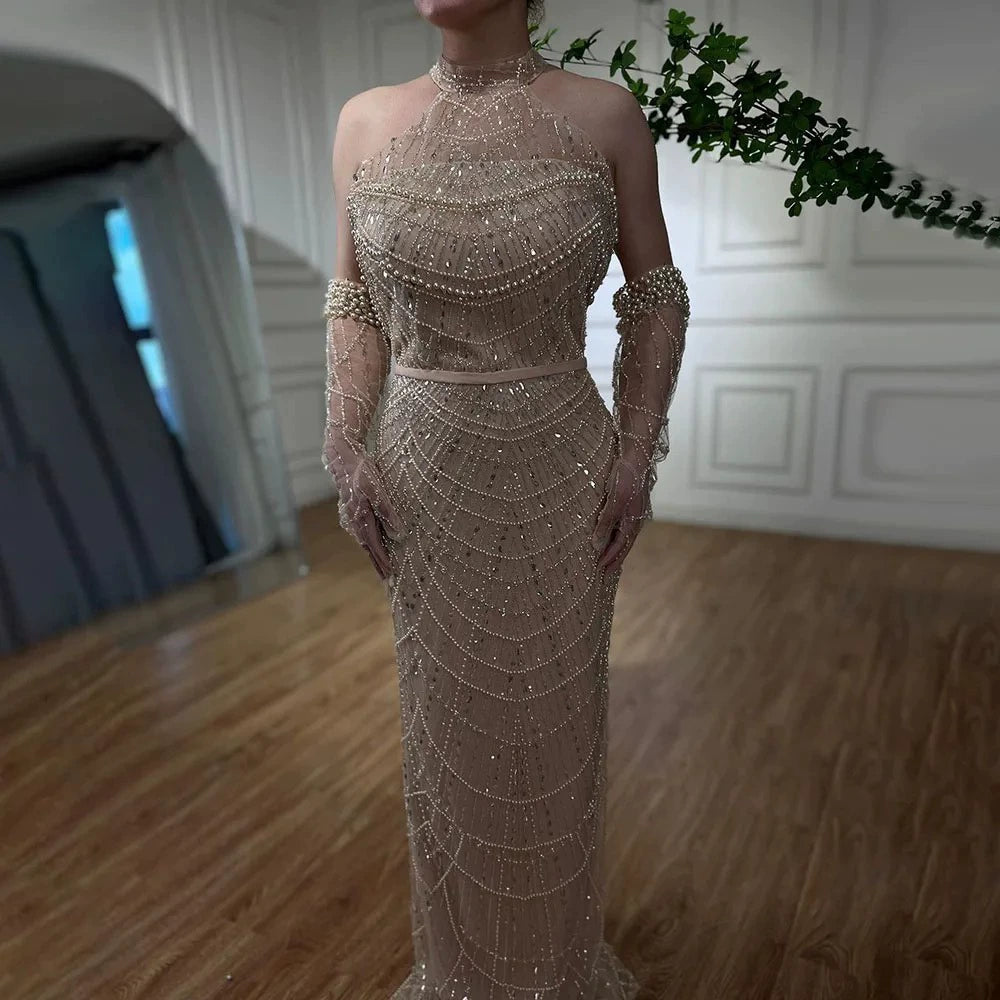 Cross-Border Supply of Heavy-Duty Beaded Trailing Evening Dresses 2026 New Models Foreign Trade Supply Runway Evening Dresses Factory