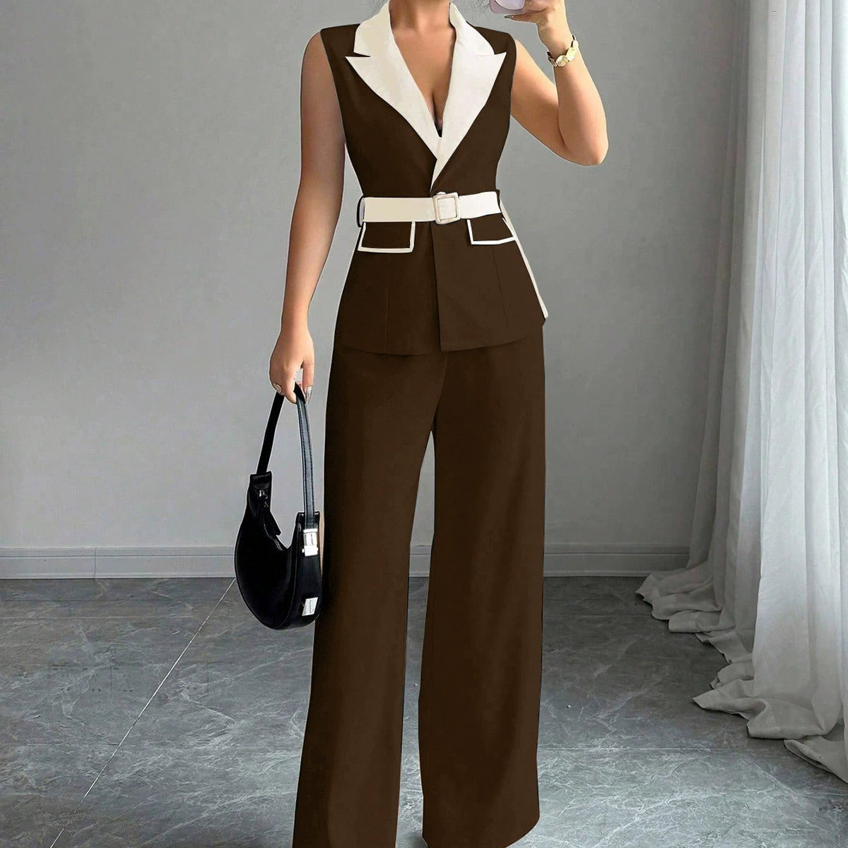 PAPARAZZI CLOSET Elegant Tube Top and Straight-Leg Pants Suit Set