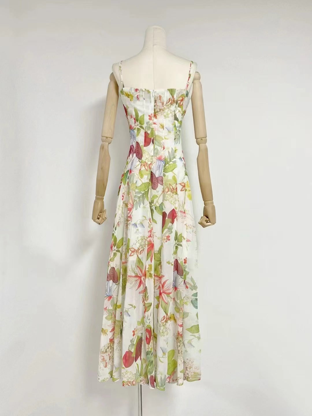 Australian Niche 2024 Summer New Sling U-Neck Sleeveless Printed Waist Hollow Long dress Women