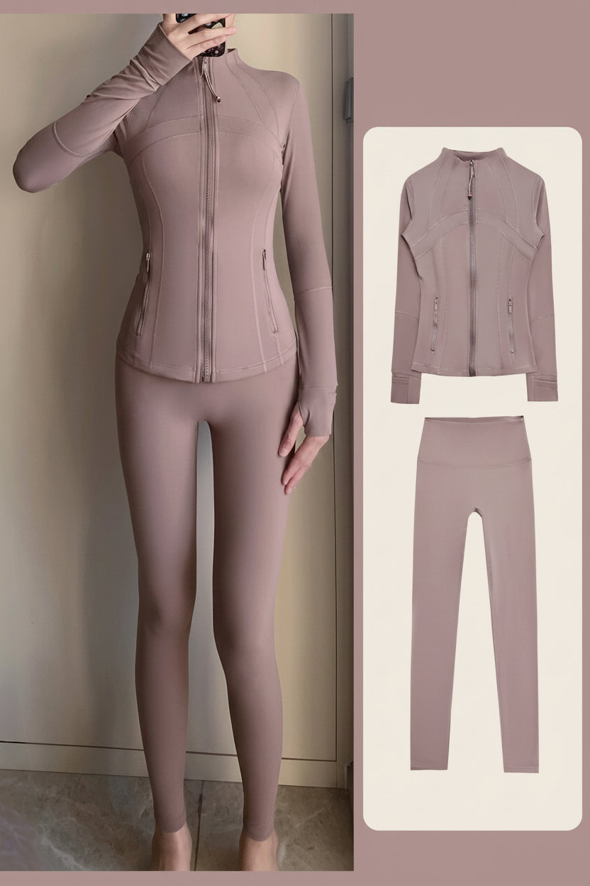 Lu Cross-Border Yoga Clothing Suit Women's Tights Long-Sleeved Fitness Clothing Running Sports Outdoor Jacket Body Shaping Top