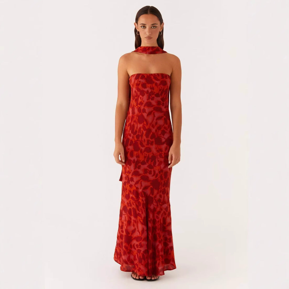 Tea Break Beautiful French Style Elegant Floral Multi-color Sling Seaside Holiday Fishtail dress Tight Waist Sanya Slimming Sand
