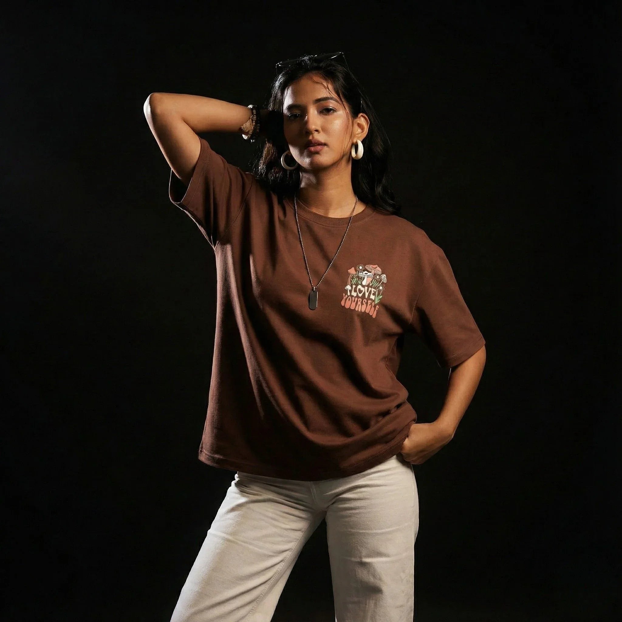Love Yourself Earthy Brown Oversized Tee