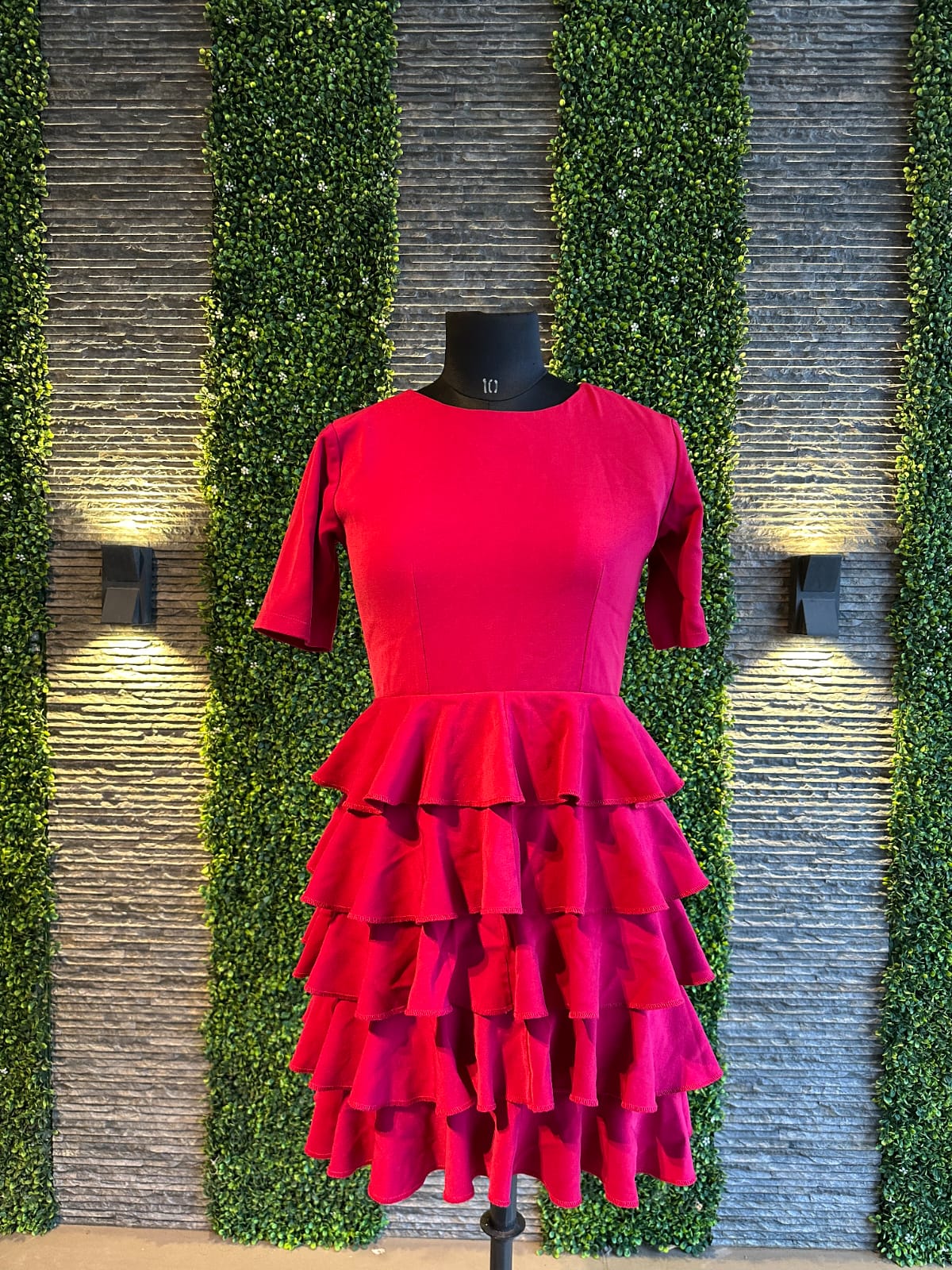 Fuchsia Tiered Ruffle Mini Dress