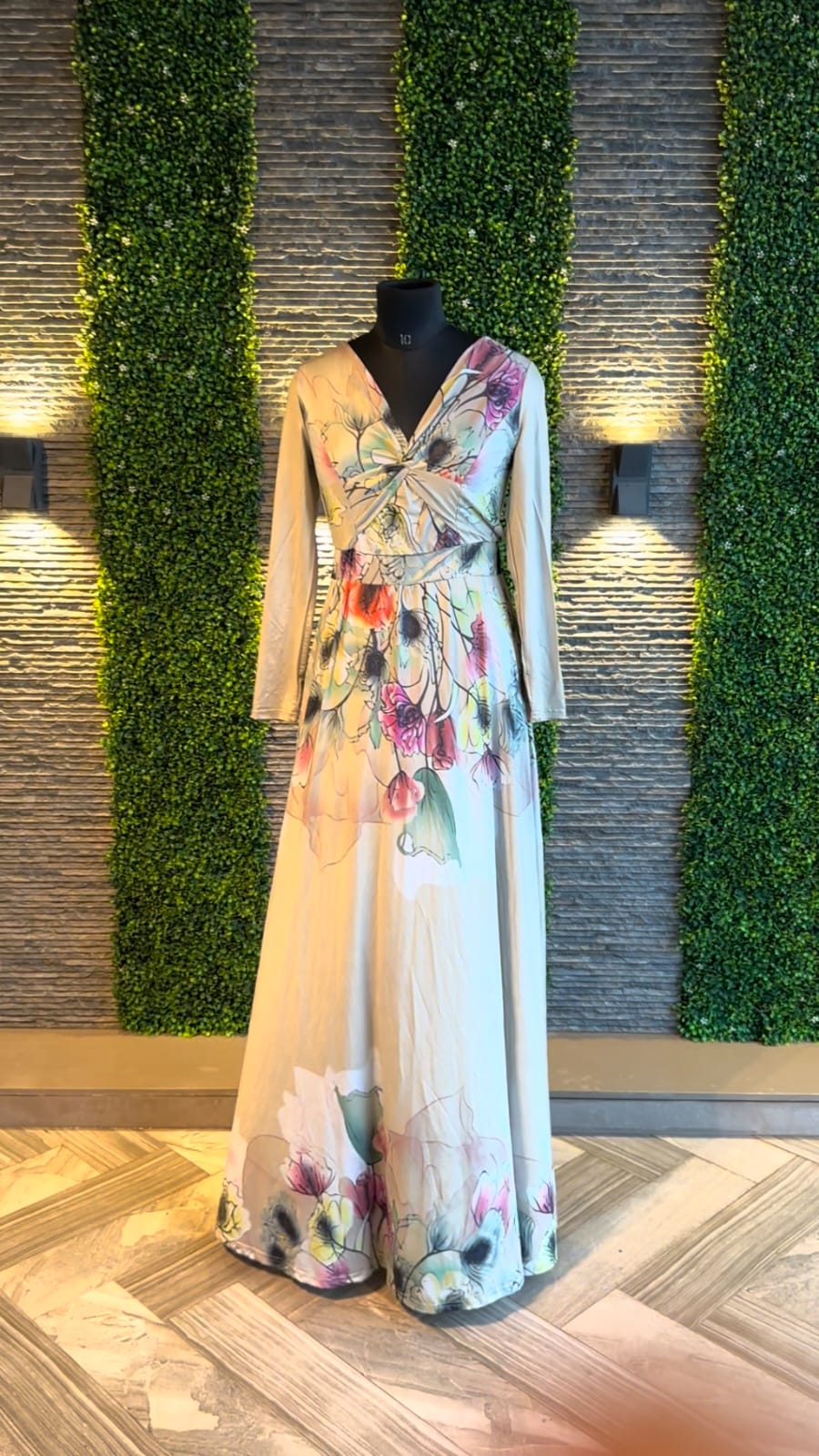 Cream Floral Print Twist-Front Maxi Dress