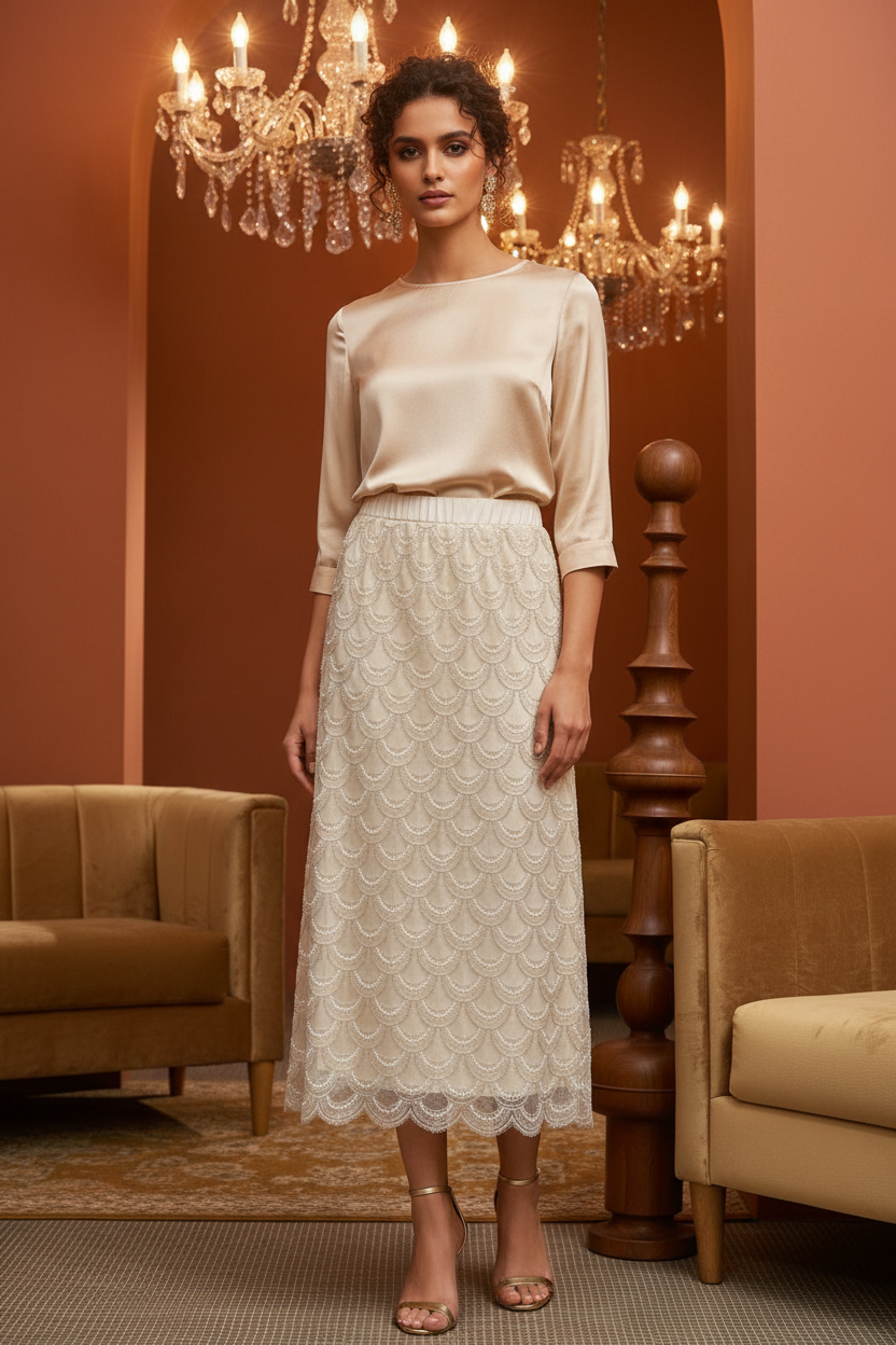 SCALLOP BEADED SKIRT